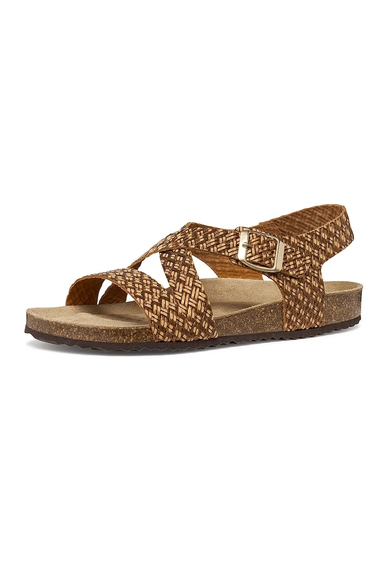 Sandale din piele cu aspect tesut Brionia, Bronz
