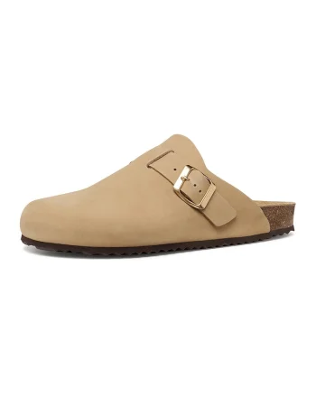 Saboti din piele nabuc, Maro camel