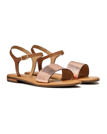 Sandale din piele cu aspect granulat, Auriu rose
