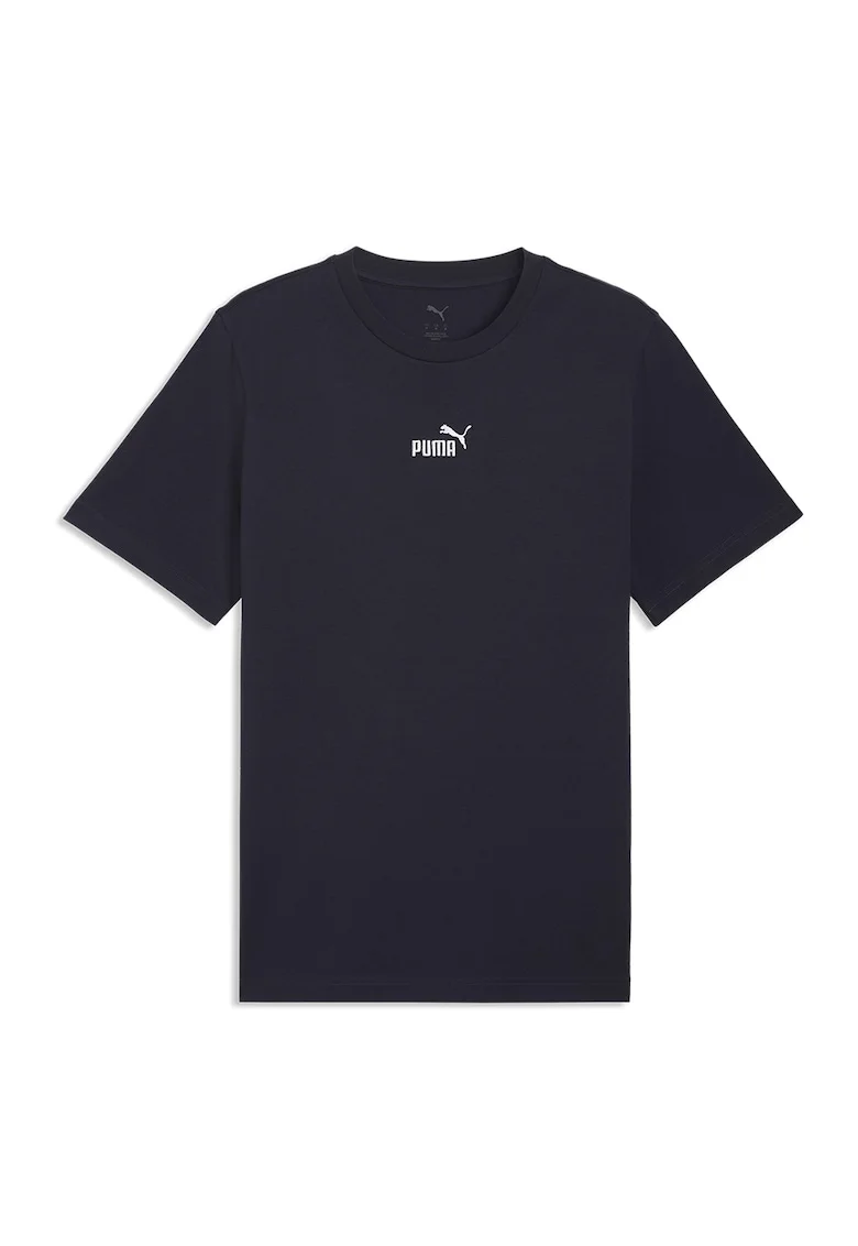 Tricou din bumbac cu logo Essentials, Albastru ultramarin/Alb optic