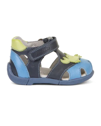 Sandale din piele cu talpa plata, Albastru ultramarin/Albastru deschis/Verde fistic