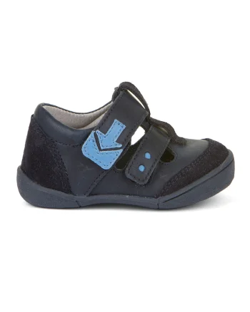Sandale din piele cu inchidere velcro, Negru/Albastru ultramarin