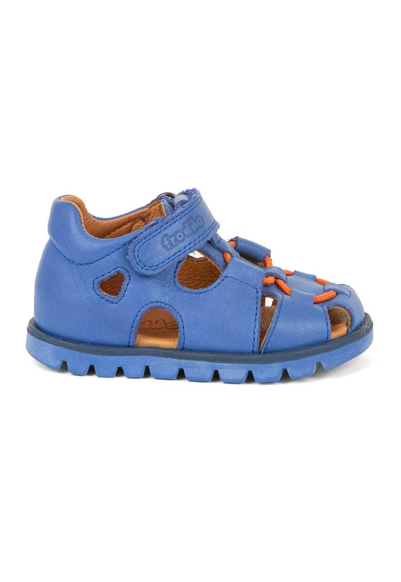 Sandale din piele cu inchidere velcro, Albastru deschis