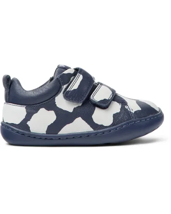 Pantofi din piele cu inchidere velcro Peu Cami, Alb/Albastru