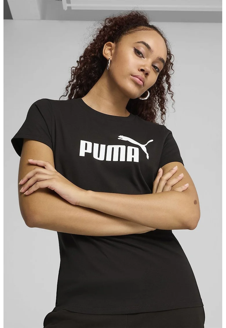 Tricou cu imprimeu logo, Negru/Alb optic
