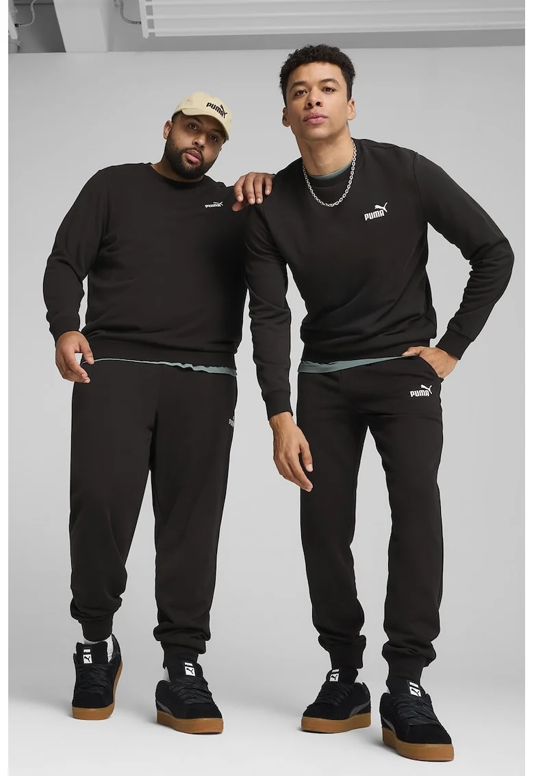Pantaloni de trening din amestec de bumbac cu buzunare laterale, Negru