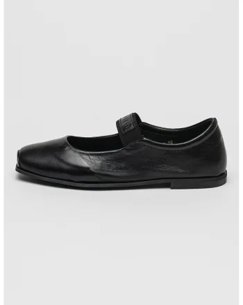 Balerini Mary Jane de piele, Negru