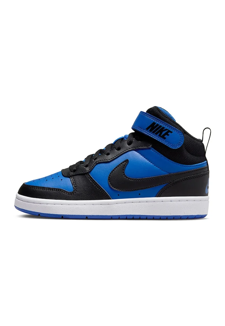 Pantofi sport mid-high cu insertii de piele Court Borough 2, Negru/Albastru royal