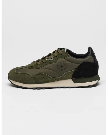 Pantofi sport cu garnituri din piele intoarsa, Kaki
