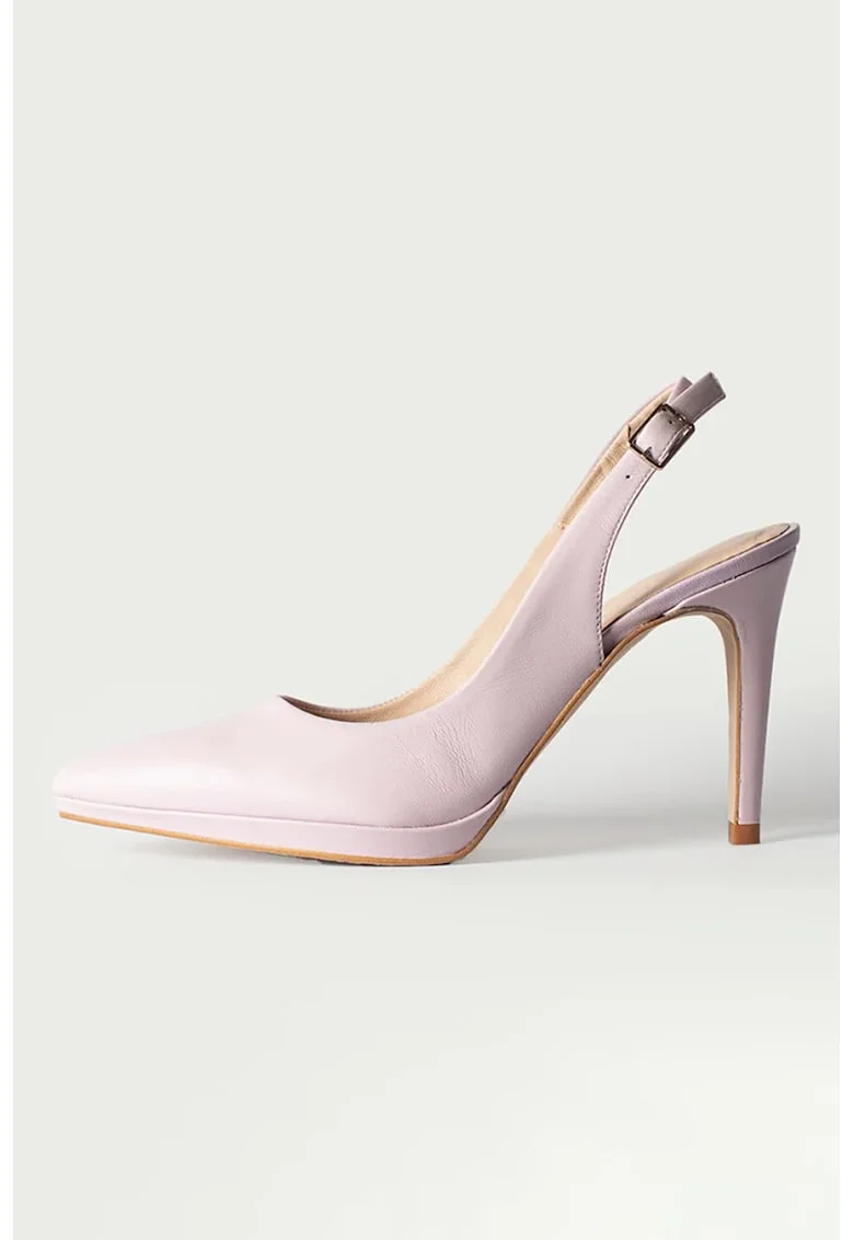 Pantofi slingback din piele cu varf ascutit, Violet deschis