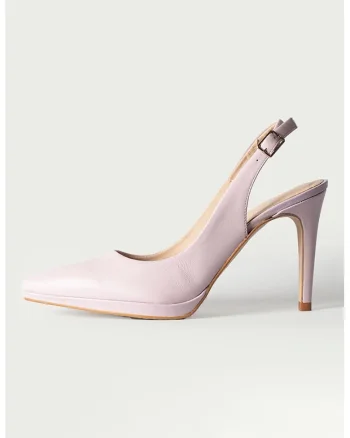 Pantofi slingback din piele cu varf ascutit, Violet deschis