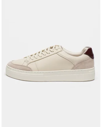 Pantofi sport din piele si piele intoarsa Zoe, Visiniu/Bej