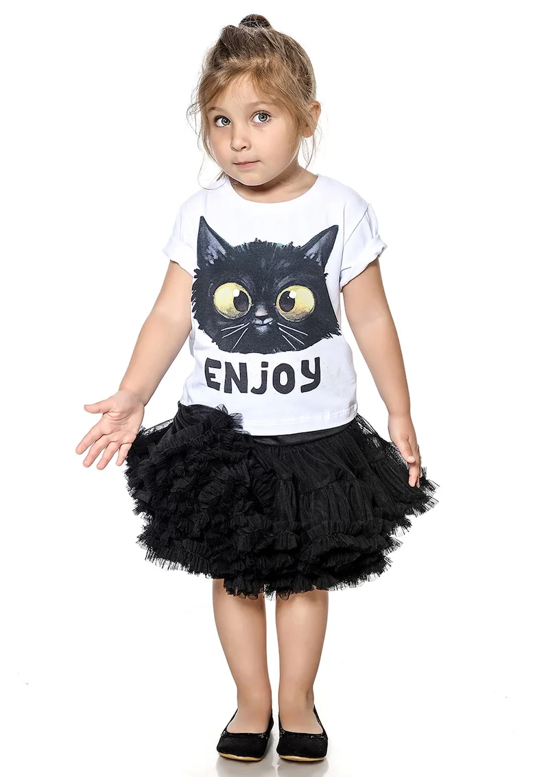 Tricou cu imprimeu cu animale, Alb/Galben murdar/Negru stins