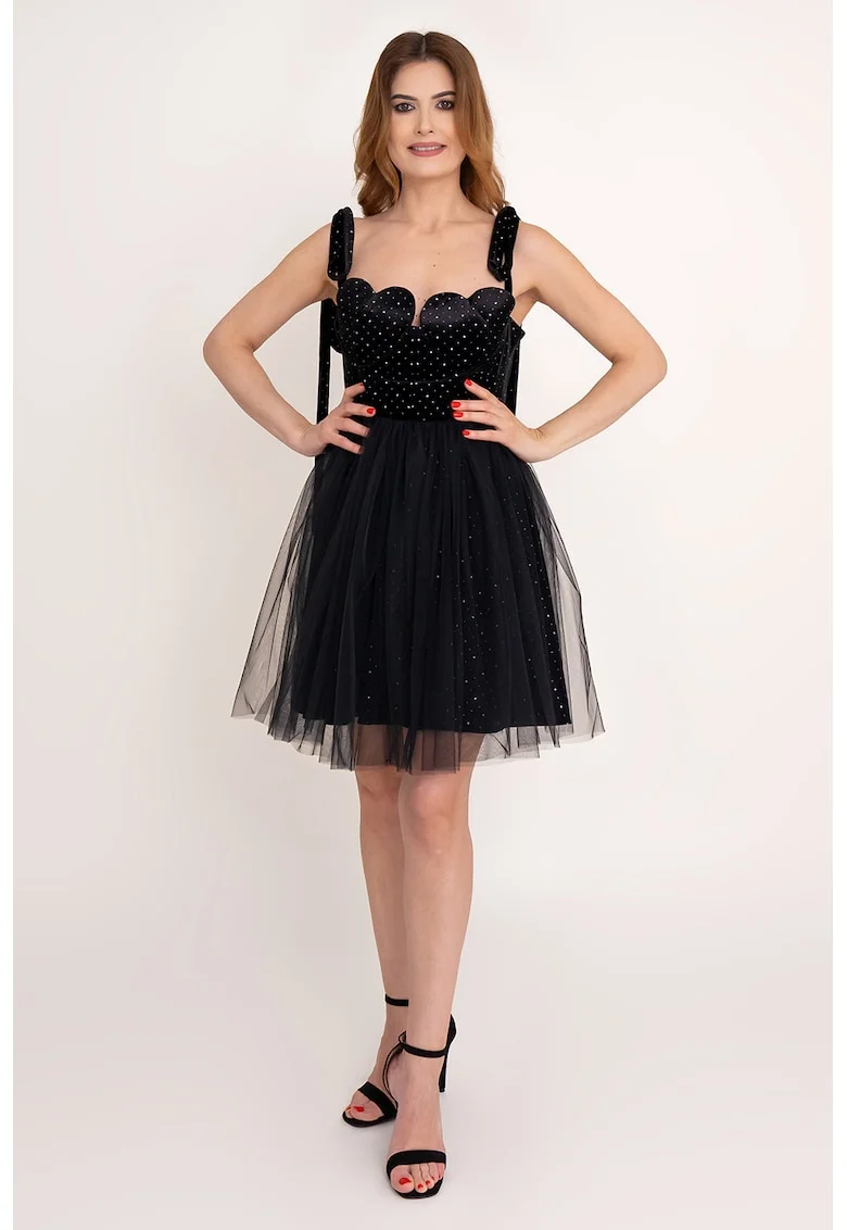 Rochie scurta fara maneci Heart, Negru