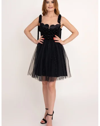Rochie scurta fara maneci Heart, Negru