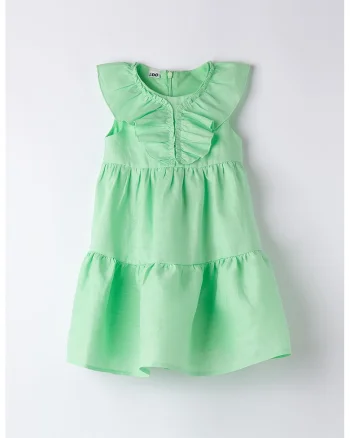 Rochie evazata cu volane, Verde pal