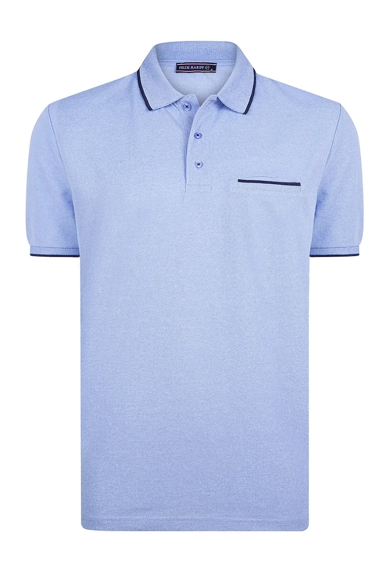Tricou polo din amestec de bumbac, Albastru azur