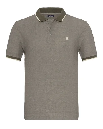 Tricou polo cu logo brodat discret, Kaki