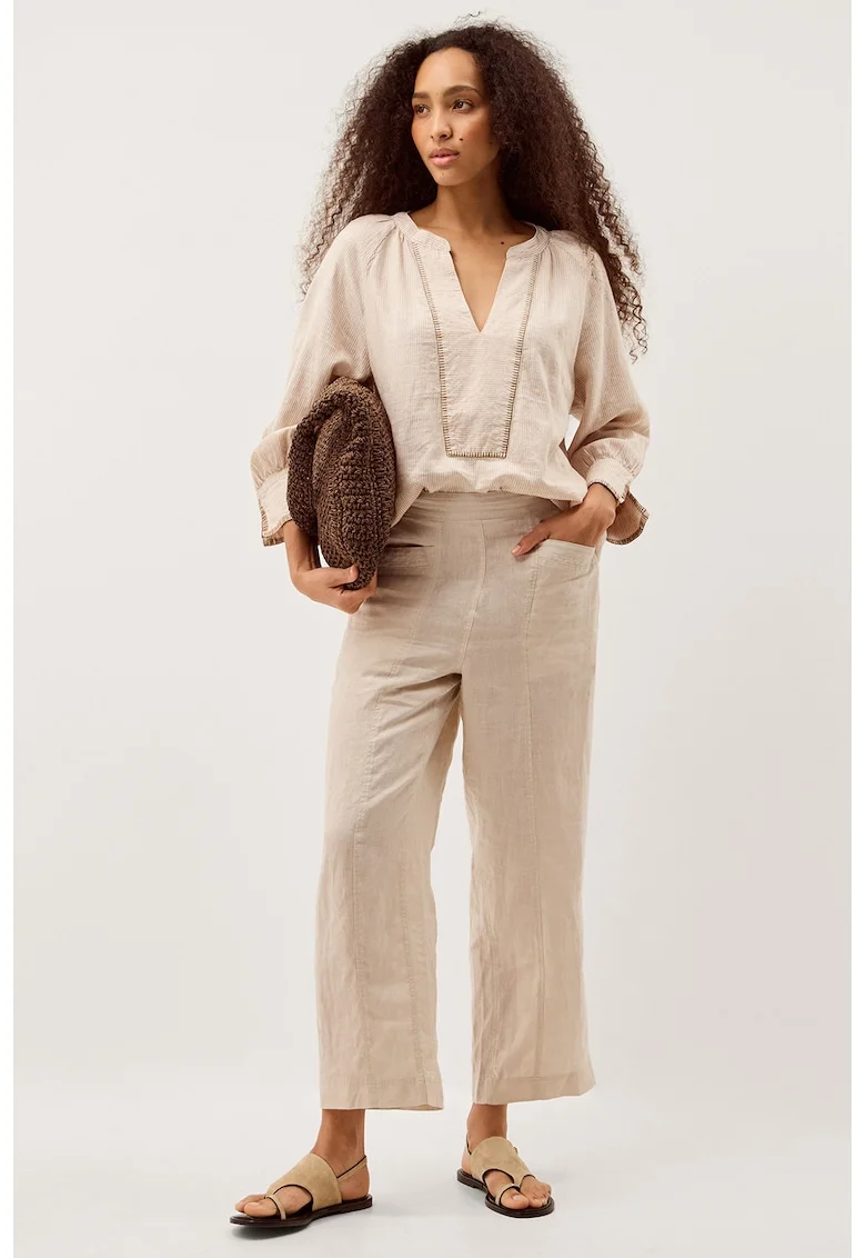 Pantaloni de in cu buzunare laterale, Bej deschis
