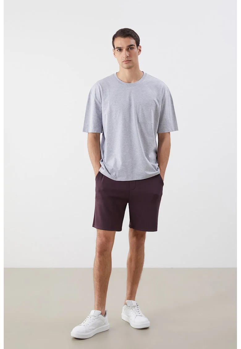 Bermude pantaloni de trening cu snur de ajustare, Violet pruna