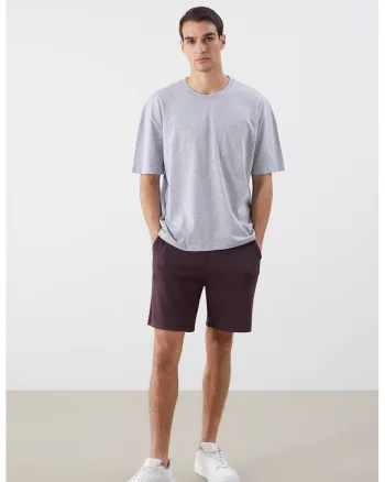 Bermude pantaloni de trening cu snur de ajustare, Violet pruna