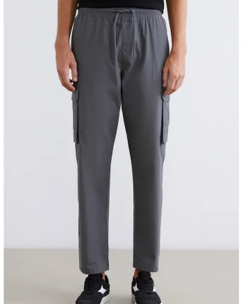 Pantaloni cargo lejeri cu snur de ajustare, Gri antracit