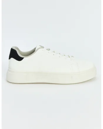 Pantofi sport uni de piele ecologica, Alb