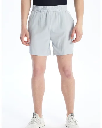 Pantaloni scurti cu talie elastica in talie si buzunare laterale, Gri deschis