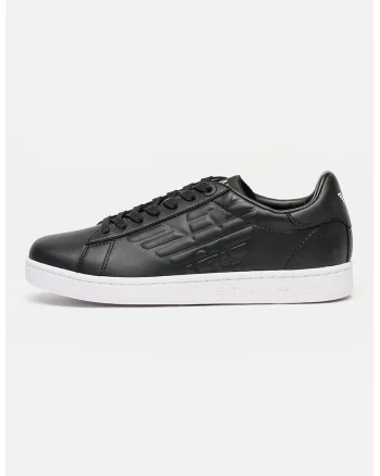 Pantofi spor unisex din piele cu monograma in relief, Gri antracit