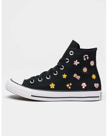 Pantofi sport high-top Chuck Taylor All Star cu broderie, Negru