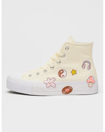 Tenisi flatform cu aplicatii Chuck Taylor All Star Lift, Crem