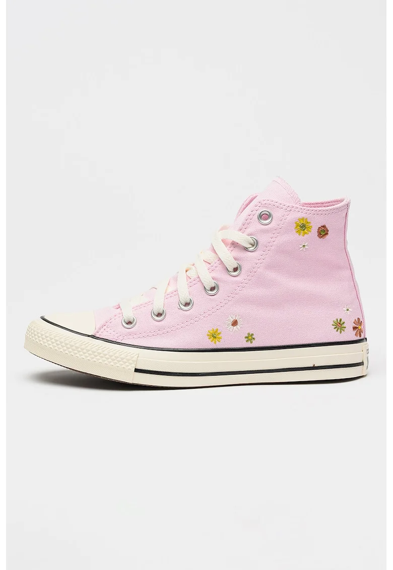 Pantofi sport high-cut Chuck Taylor All Star cu model floral, Roz pastel