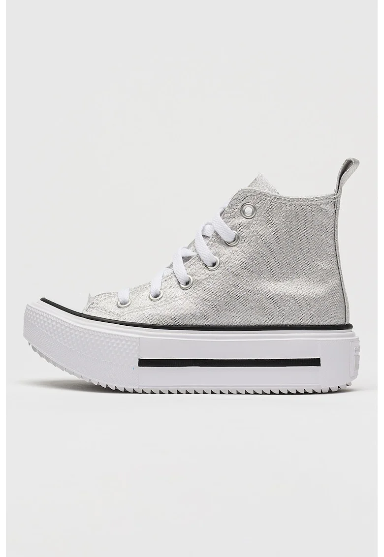 Tenisi flatform cu aplicatie logo Chuck Taylor All Star, Argintiu