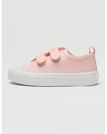 Tenisi din panza cu velcro, Roz pastel/Alb optic