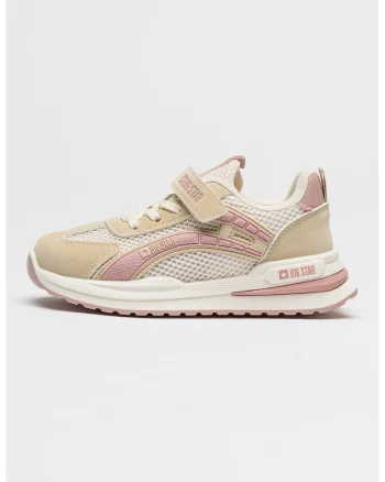 Pantofi sport low-cut din piele ecologica si plasa, Roz pastel/Alb murdar