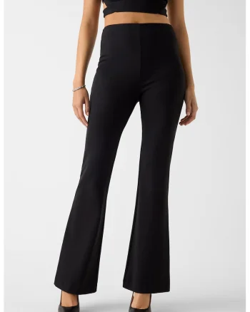 Blugi cu croiala bootcut si talie inalta, Negru