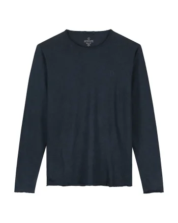 Bluza uni cu decolteur rotund, Albastru inchis