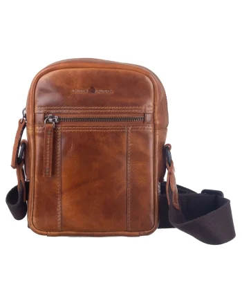 Geanta umar barbati piele naturala coniac 17 x 20.5 x 5.5 cm, Newport,  Coniac