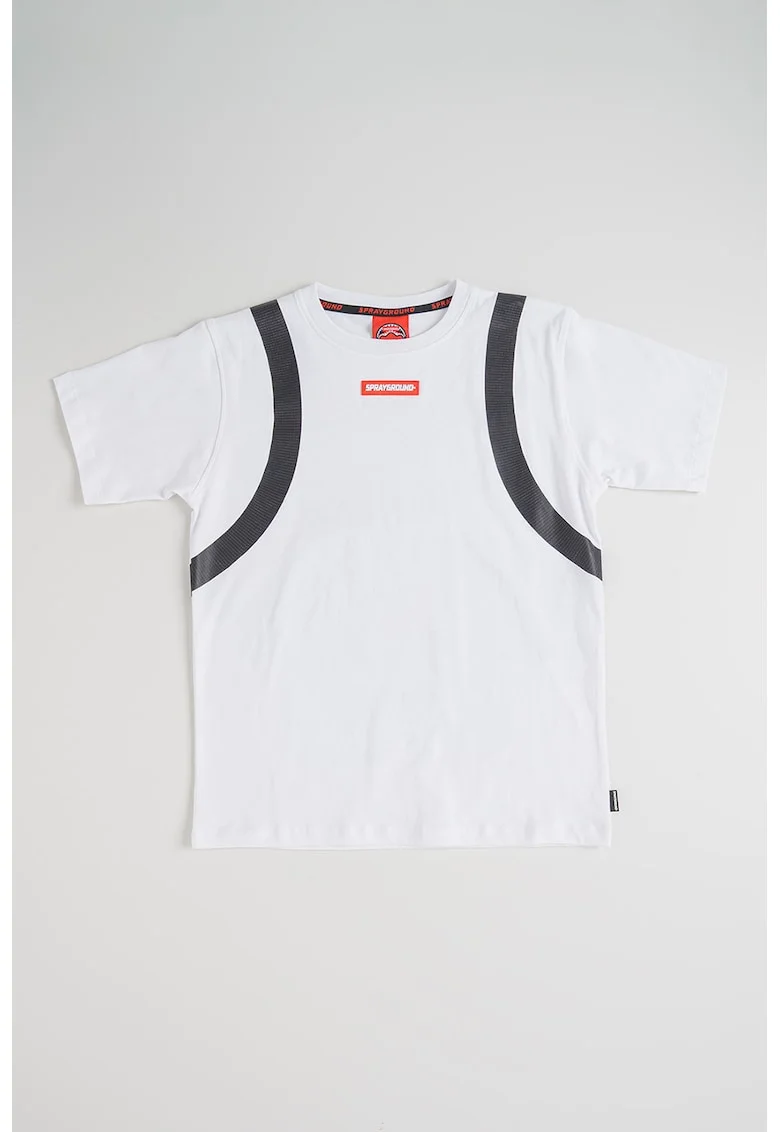 Tricou cu imprimeu pe partea din spate si aplicatie logo, Alb/Multicolor