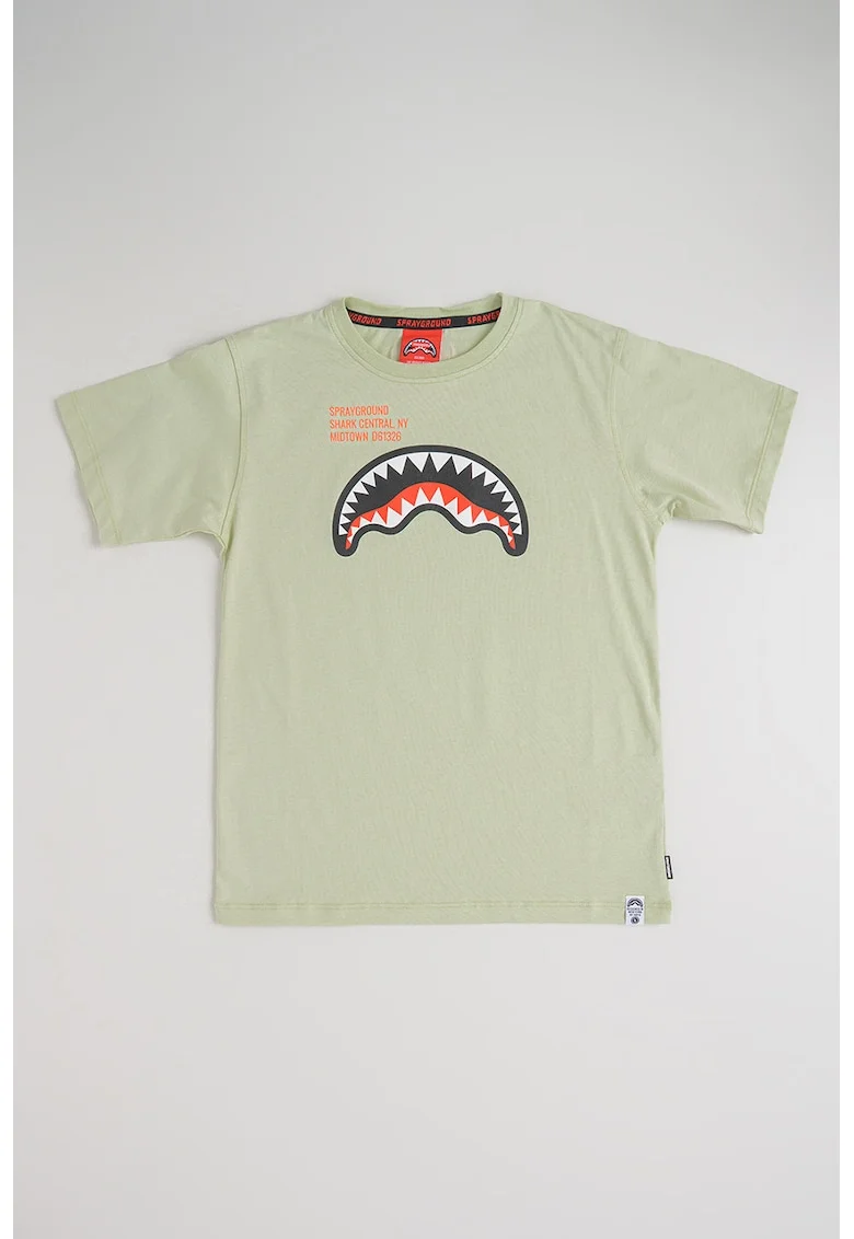 Tricou regular fit Shark, Verde pal