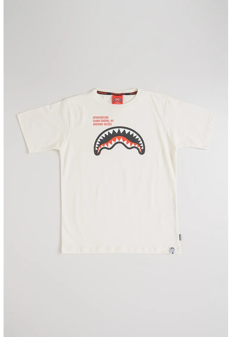 Tricou regular fit Shark, Alb fildes