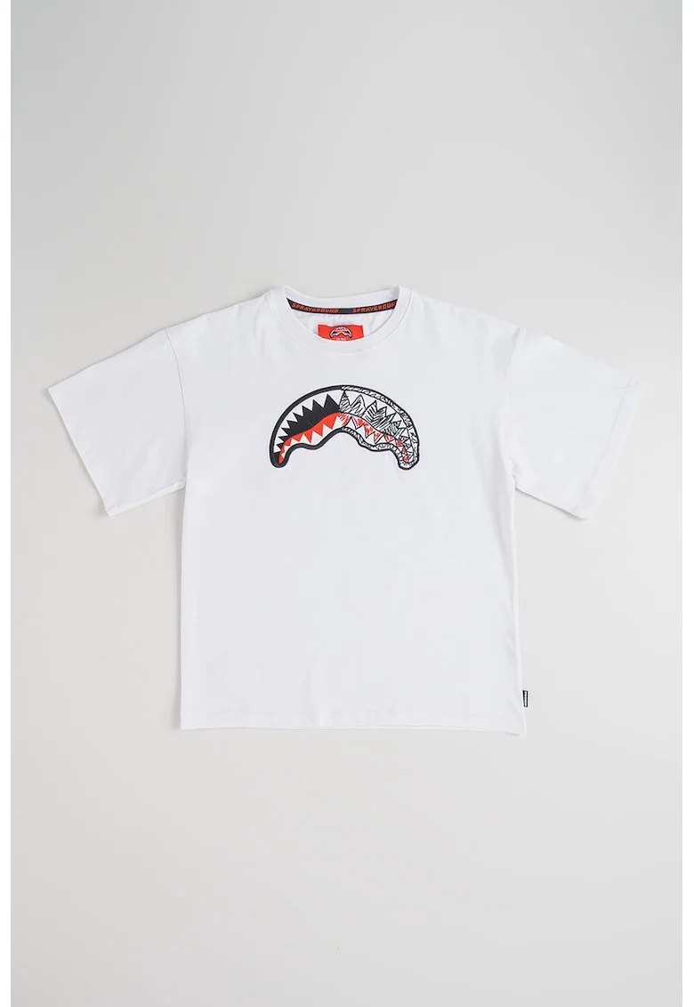 Tricou de bumbac cu imprimeu, Alb optic
