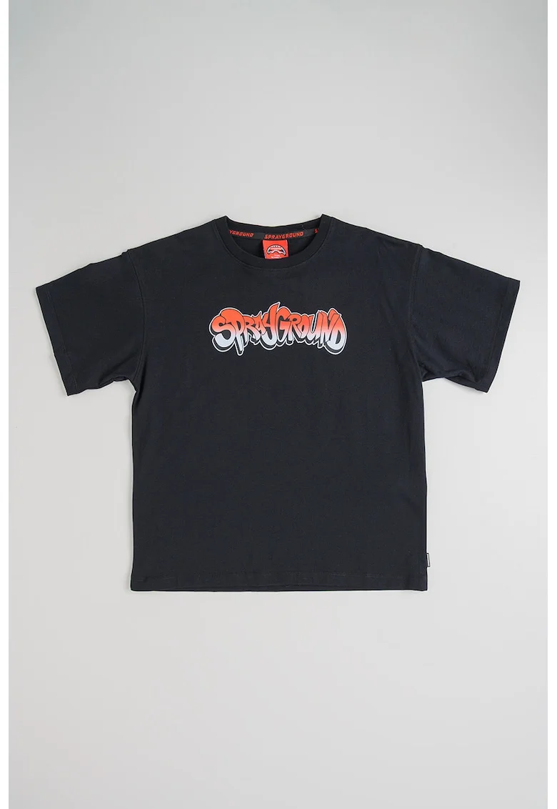 Tricou din bumbac cu imprimeu logo, Rosu/Negru