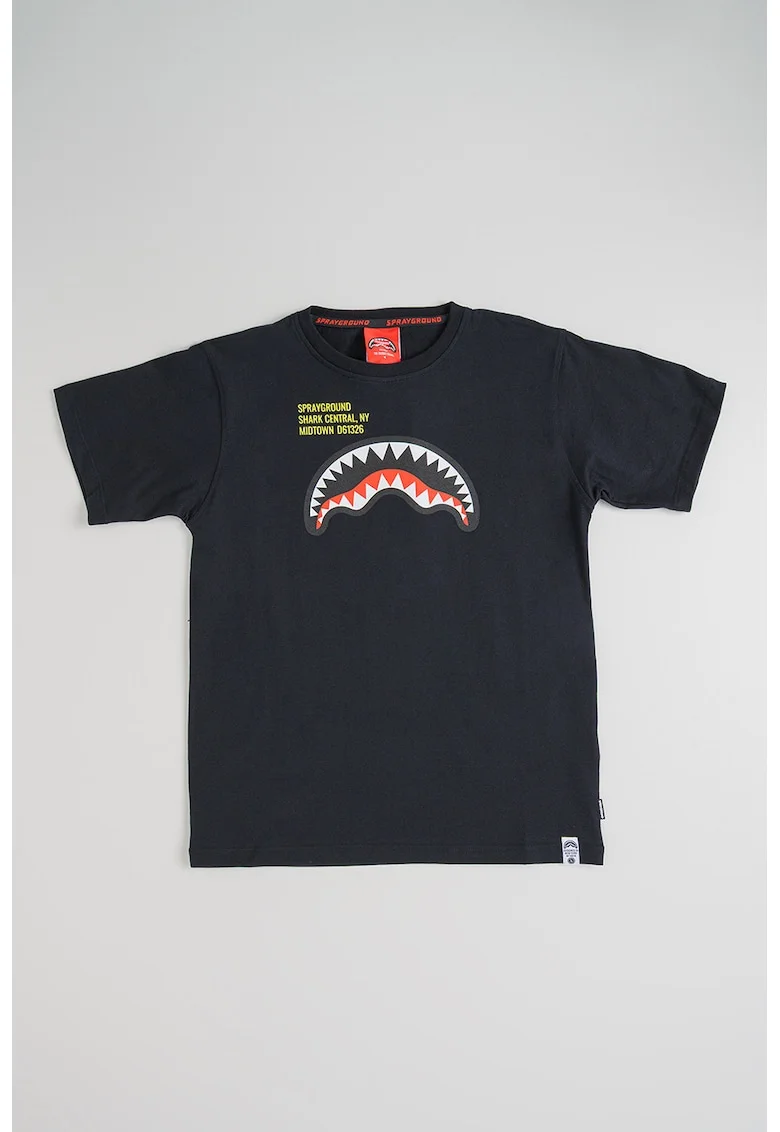 Tricou regular fit Shark, Negru