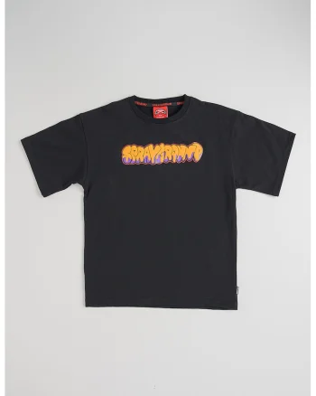 Tricou de bumbac cu logo, Negru/Galben inchis