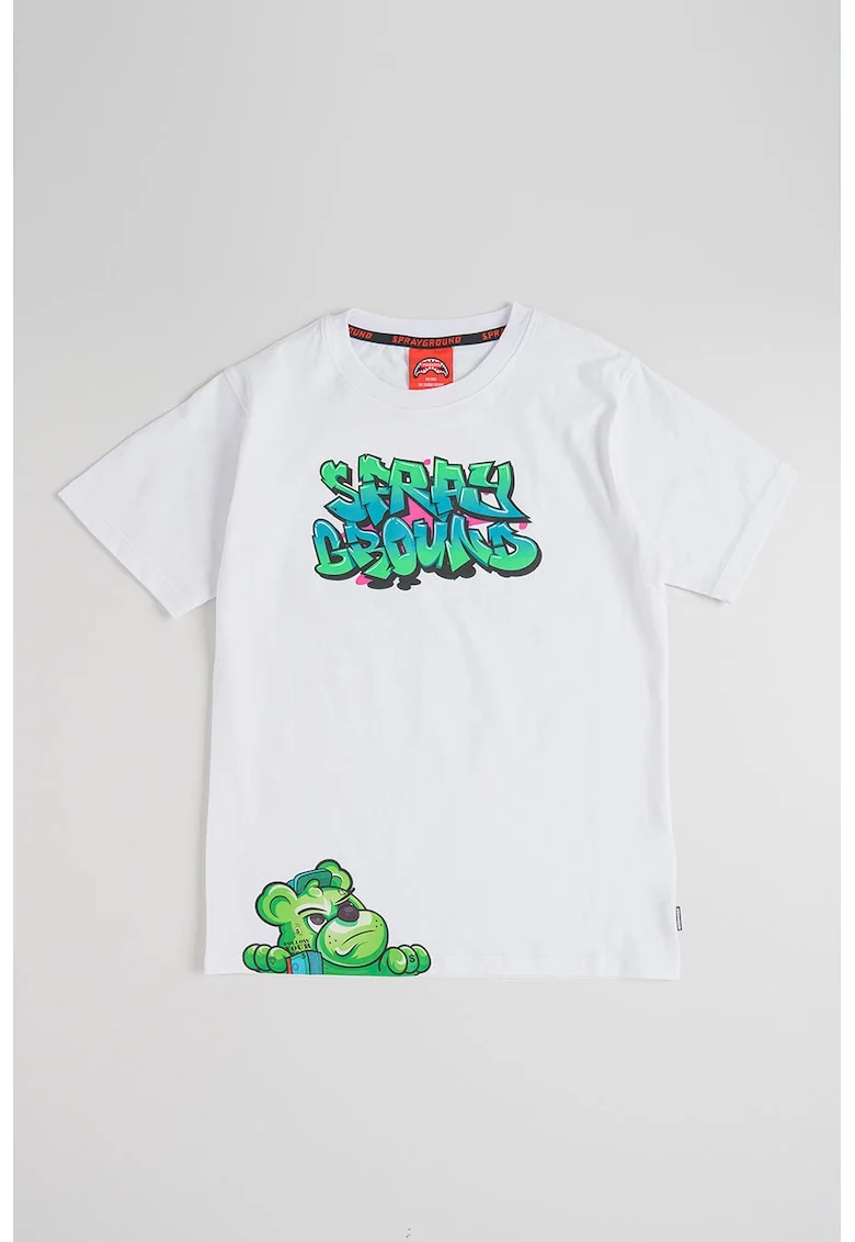 Tricou regular fit Catch Bear, Alb/Verde