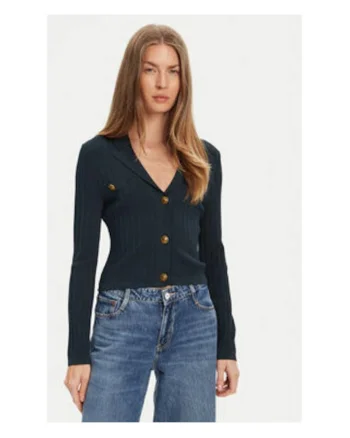 Cardigan tricotat din amestec de viscoza cu si striatii, Verde inchis