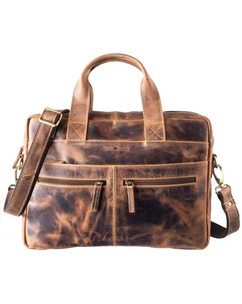 Geanta umar unisex piele naturala maro antichizat 38 x 26 cm, Vintage,  Maro antichizat