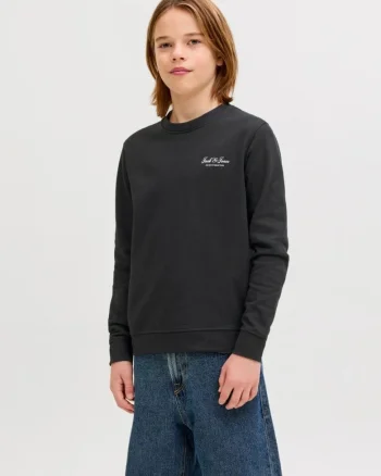 Bluza baieti, Relaxed fit, cu decolteu la baza gatului, Negru,