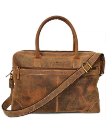 Geanta umar unisex piele naturala maro antichizat 41 x 29 cm, Vintage,  Maro antichizat